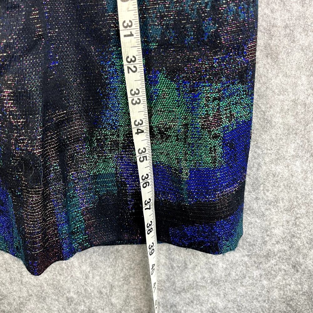 Lela Rose Shift Dress Womens 10 Black Metallic Silk Lined Pleated Cocktail Party - Picture 11 of 16